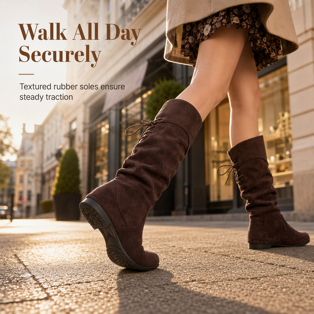 Women's Lace Up Slouchy Mid-Calf Boots 