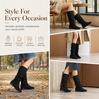 Women's Lace Up Slouchy Mid-Calf Boots 