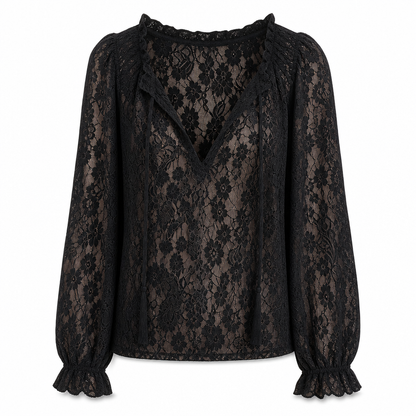 🌸 Delicate Floral Lace, Effortless Drape | Women's Loose-Fit Crochet Blouse