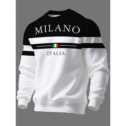 Milano Italia Style, Bold Contrast | Men's Striped Graphic Sweatshirt