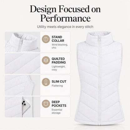 Women's Quilted Stand Collar Puffer Vest