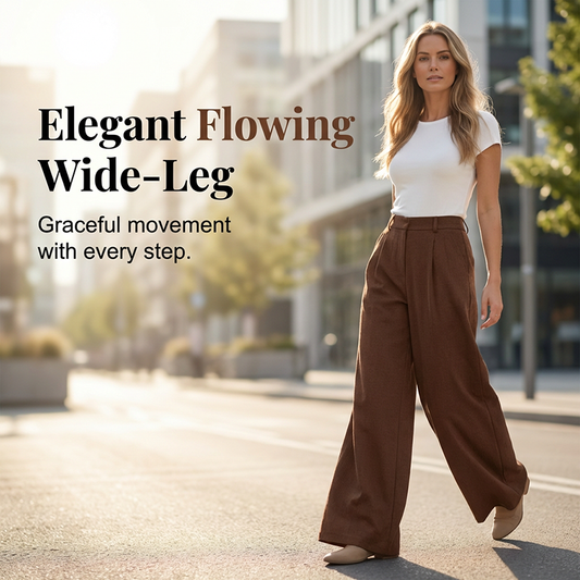 Women's High-Waist Pleated Wide-Leg Trousers