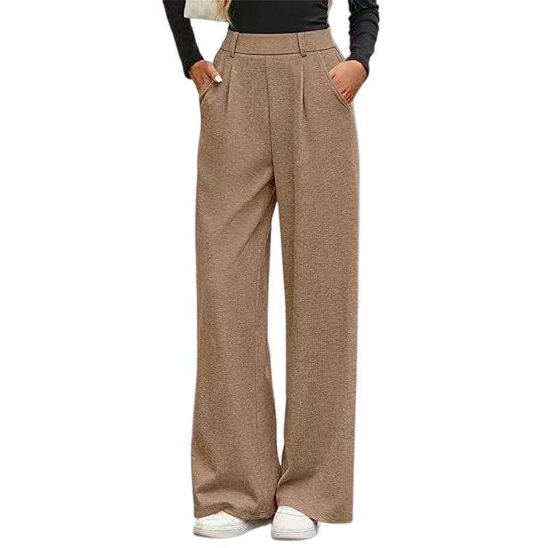 Women's High-Waist Pleated Wide-Leg Trousers