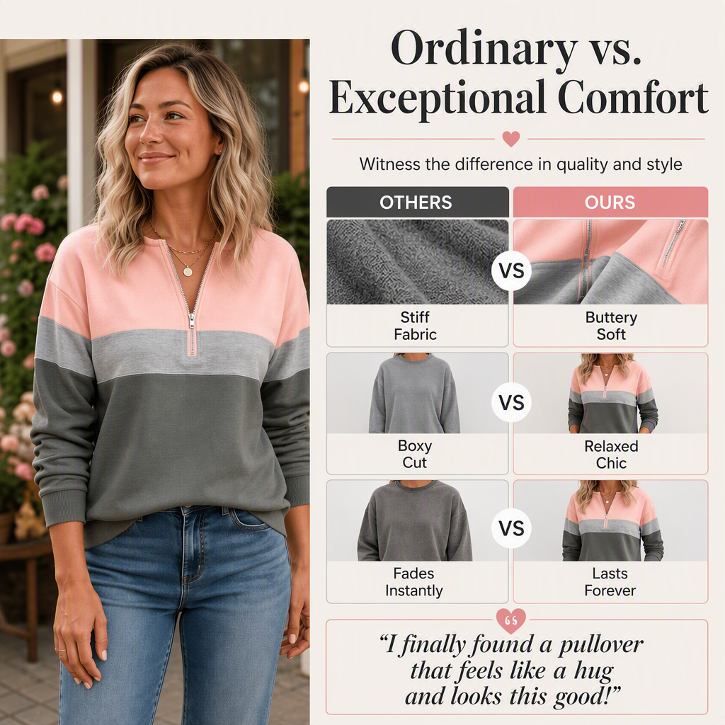 Women's Color-Block Half-Zip Sweatshirt