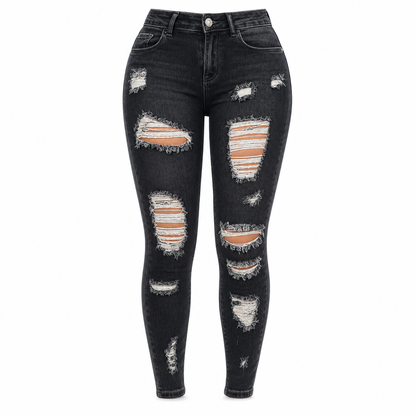 Women's High Waisted Ripped Skinny Jeans Distressed Stretch Denim Pants