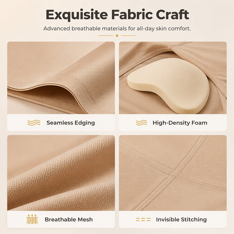 💖 Smooth & Shape | Women's High-Waisted Tummy-Control Padded Shapewear Shorts