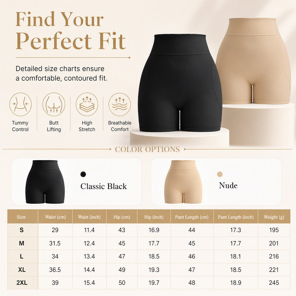 💖 Smooth & Shape | Women's High-Waisted Tummy-Control Padded Shapewear Shorts