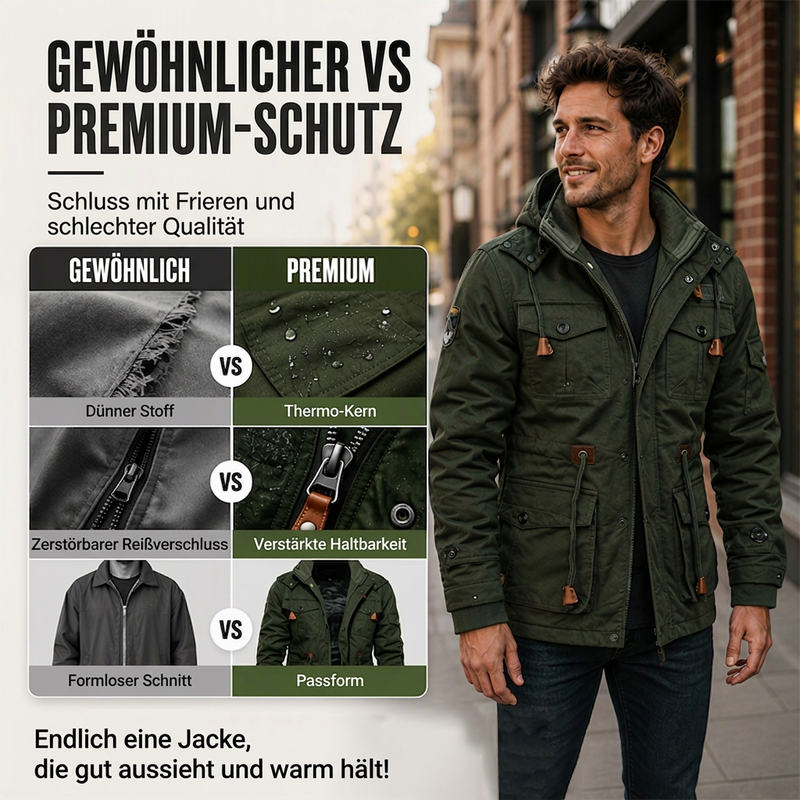 ✨Men’s thermal winter jacket with a detachable hood