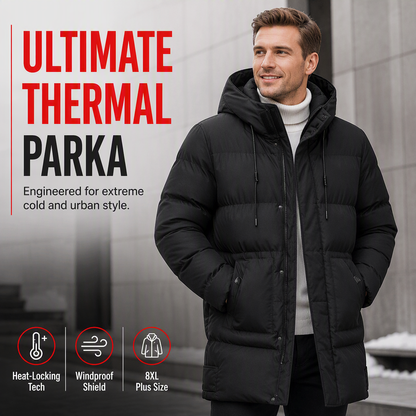 Men's Casual Mid-Length Padded Winter Thickened Warm Outerwear Coat Plus Size