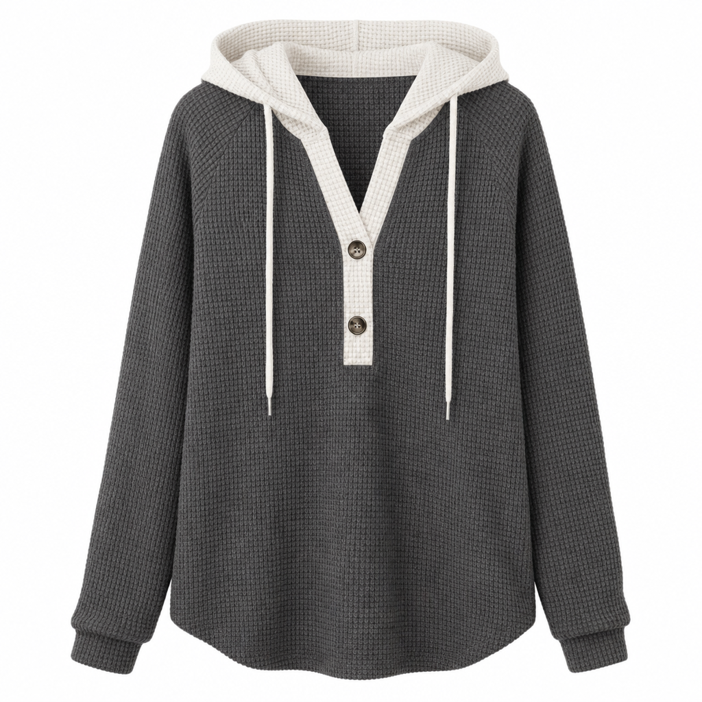 Women's Loose Fit Knit Hooded Sweatshirt