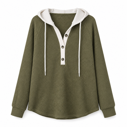 Women's Loose Fit Knit Hooded Sweatshirt