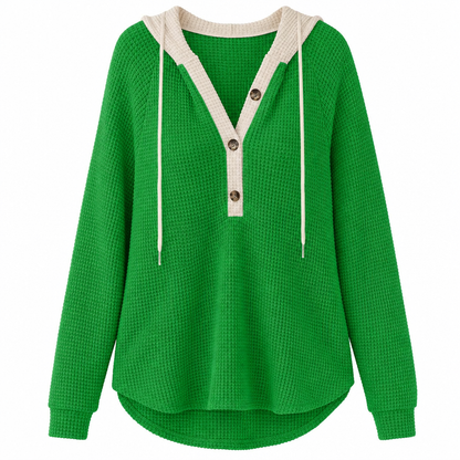 Women's Loose Fit Knit Hooded Sweatshirt
