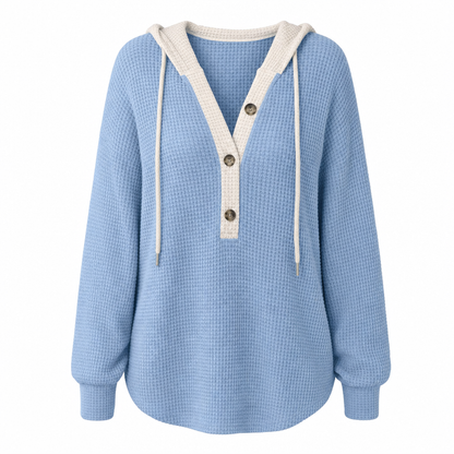 Women's Loose Fit Knit Hooded Sweatshirt