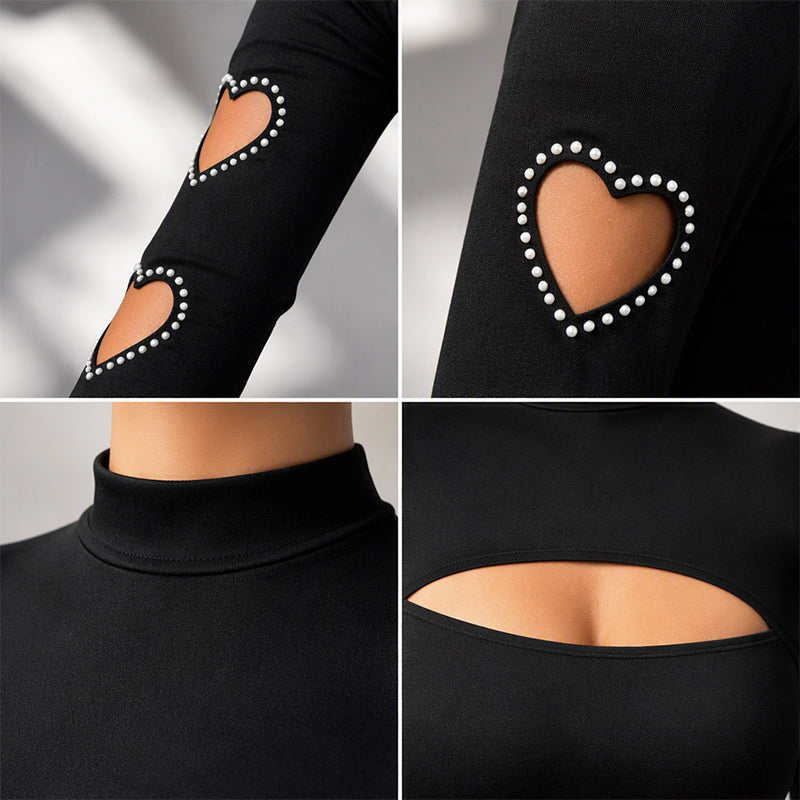 Women's Heart Cutout Mock Neck Slim Fit Top