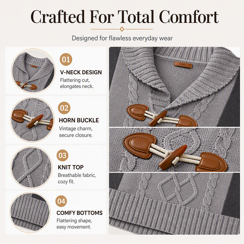 Women's Vintage Shawl Collar Toggle Button Sweater