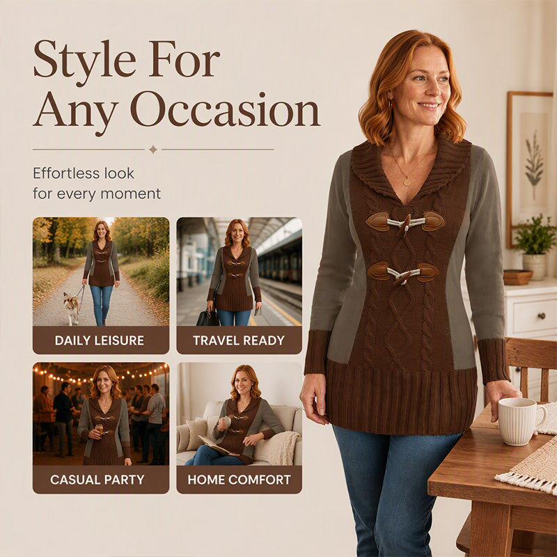 Women's Vintage Shawl Collar Toggle Button Sweater
