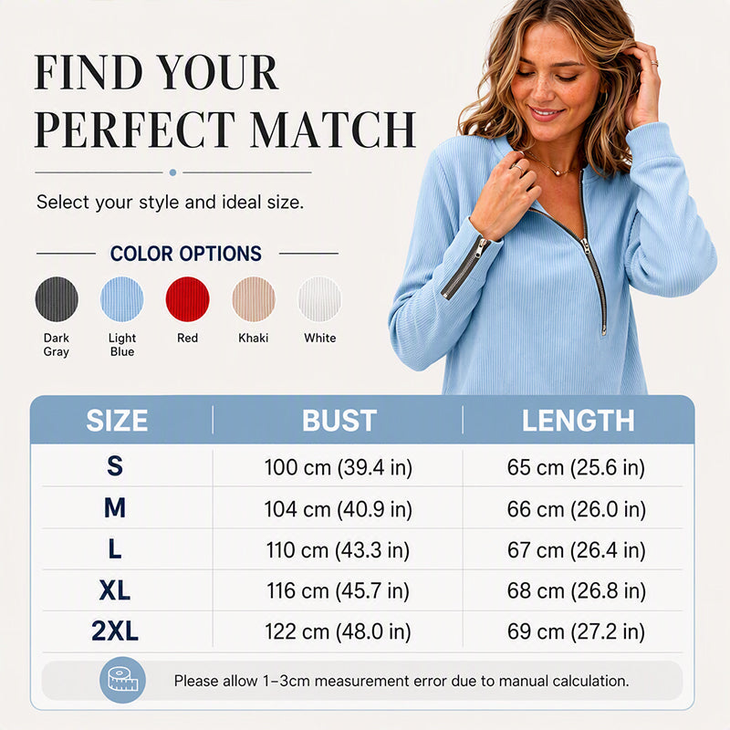 🧶 Asymmetric Zip, Flattering Ribbed Texture | Women's Knit Top