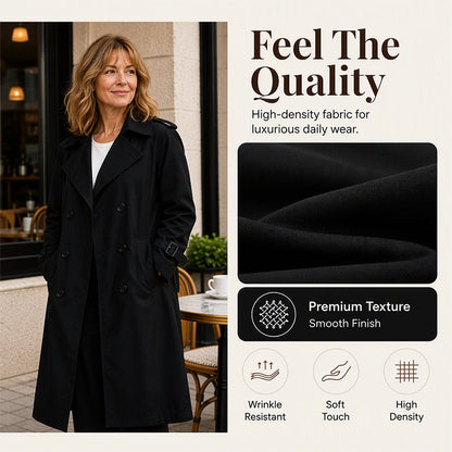Women's Double Breasted Long Trench Coat