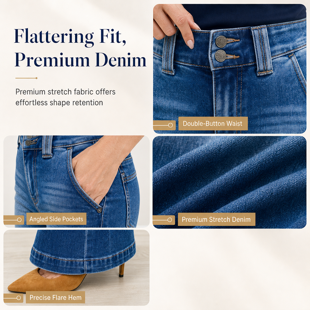 ✨👖Women's High Waisted Flare Jeans Stretch Denim Slim Fit Pants with Double Button Waist✨𝘉𝘶𝘺 𝘢𝘯𝘺 2 𝘢𝘯𝘥 𝘨𝘦𝘵 𝘢𝘯 𝘦𝘹𝘵𝘳𝘢 8% 𝘥𝘪𝘴𝘤𝘰𝘶𝘯𝘵