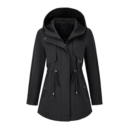 Women's Casual Warm Mid-Length Hooded Jacket