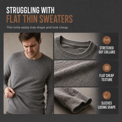 🧶 Rich Cable Texture, Rugged Elbow Detail | Men's Collared Knit Pullover