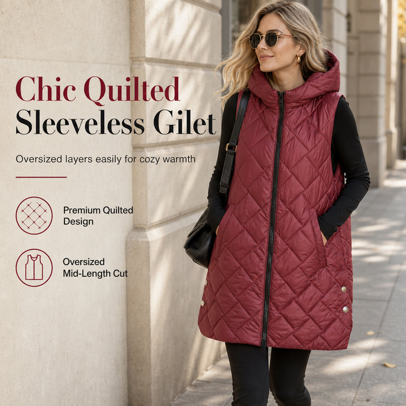 Women's Casual Mid-Length Hooded Padded Vest