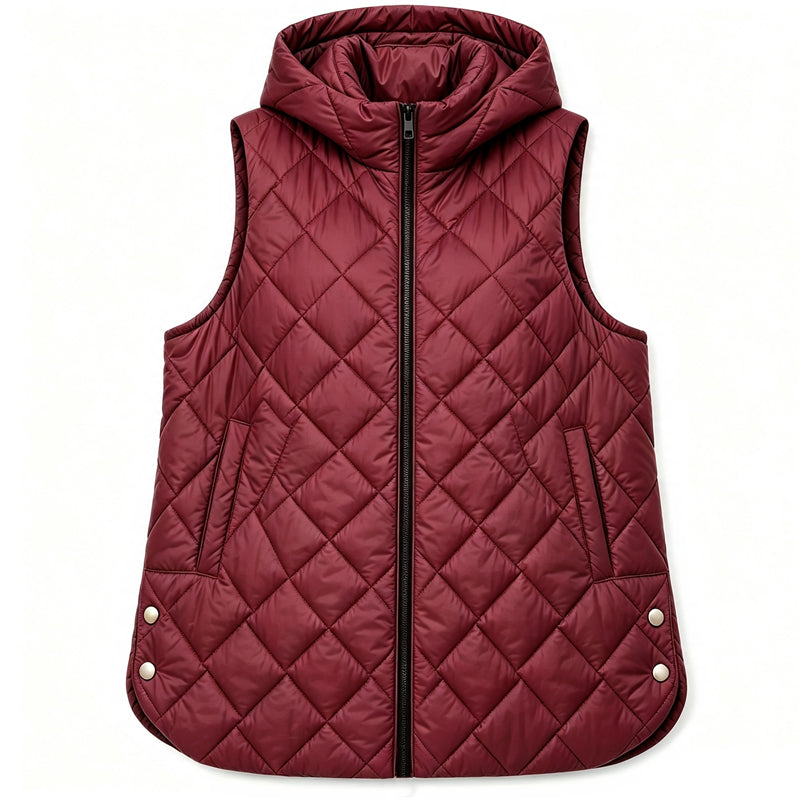 Women's Casual Mid-Length Hooded Padded Vest
