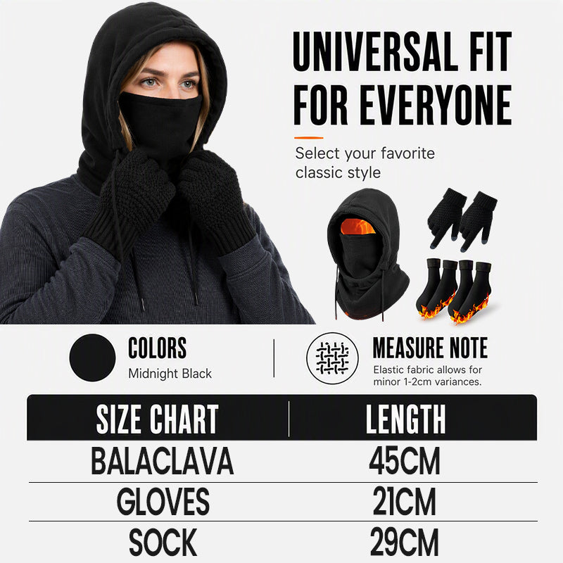 Balaclava Hood with Touchscreen Gloves & Socks Set