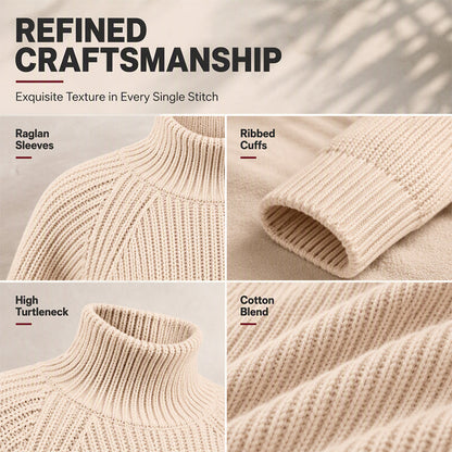 🧶 Cozy High Neck, Flattering Relaxed Drape | Women's Knit Sweater Dress