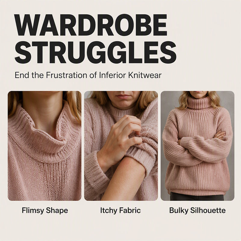 🧶 Cozy High Neck, Flattering Relaxed Drape | Women's Knit Sweater Dress