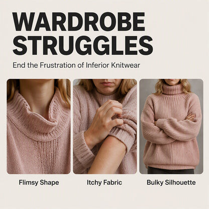 🧶 Cozy High Neck, Flattering Relaxed Drape | Women's Knit Sweater Dress