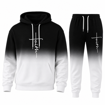 Men's 3D Digital Print Long Sleeve Hooded Sweatshirt and Pants Set Loose Fit Tracksuit for Spring and Autumn