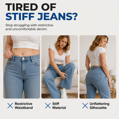 👖 Adjustable Waist, Flattering Wide-Leg Drape | Women's Drawstring Jeans