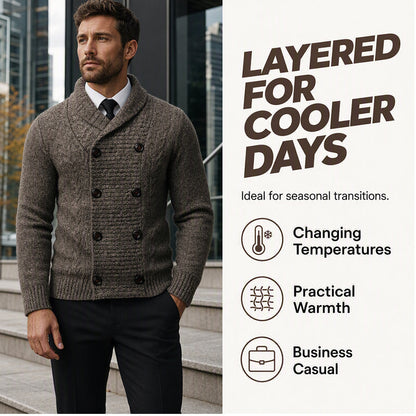 Men's Double Breasted Shawl Collar Knit Cardigan