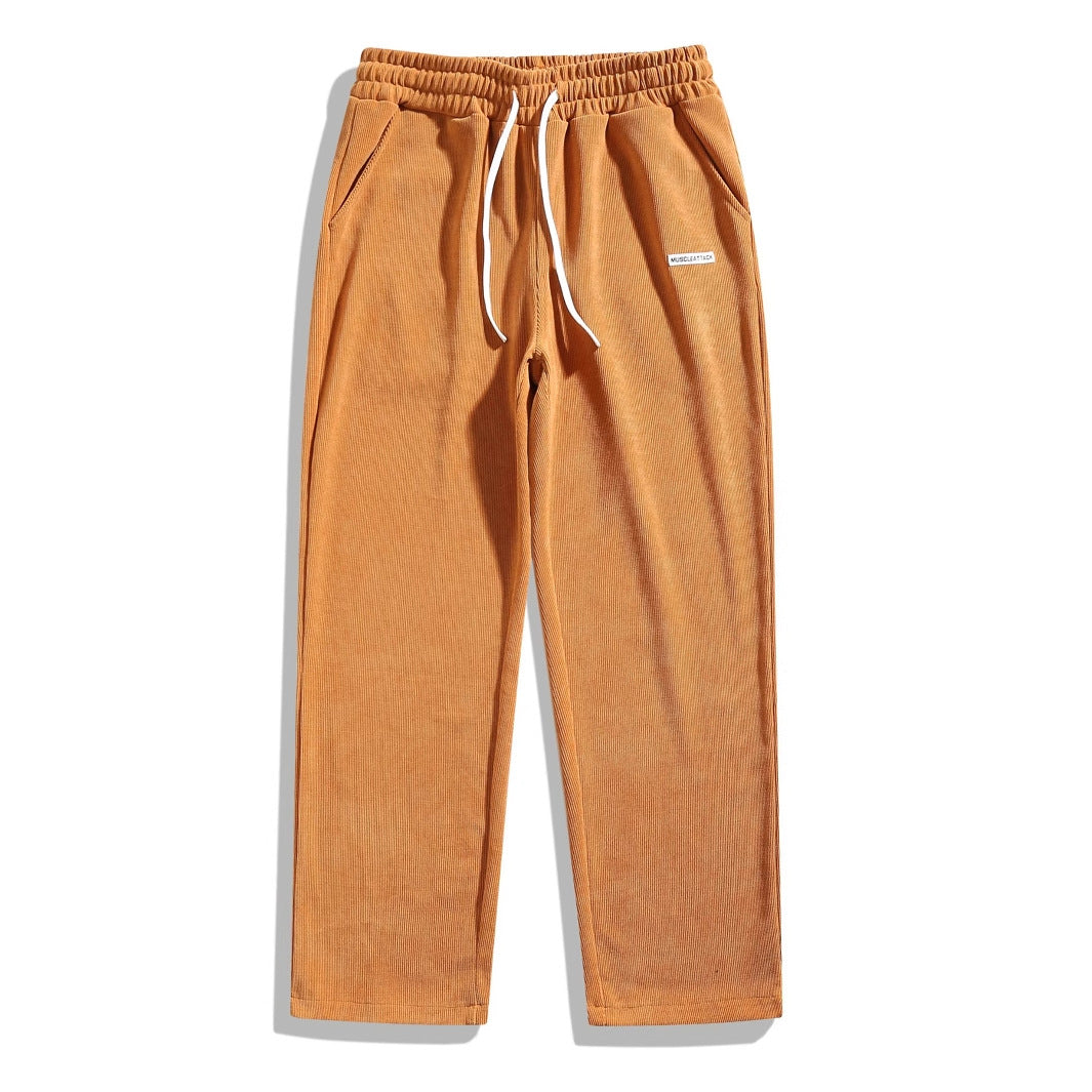 👖 Textured Everyday Style | Men’s Relaxed Straight-Leg Corduroy Pants