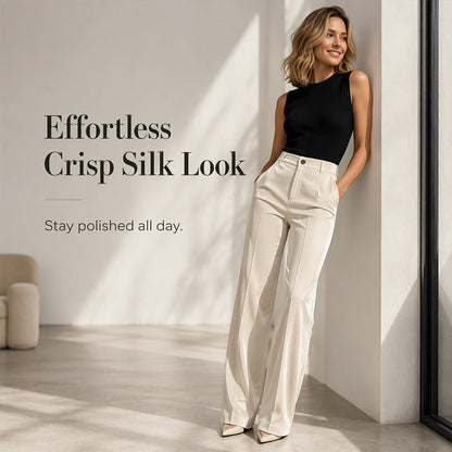 Women's High Waist Casual Drapey Wide Leg Pants