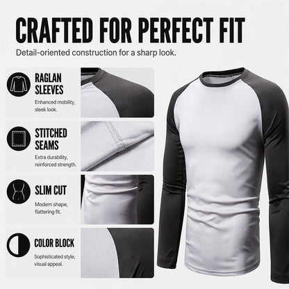 Men's Color-Block Raglan Long Sleeve T-Shirt