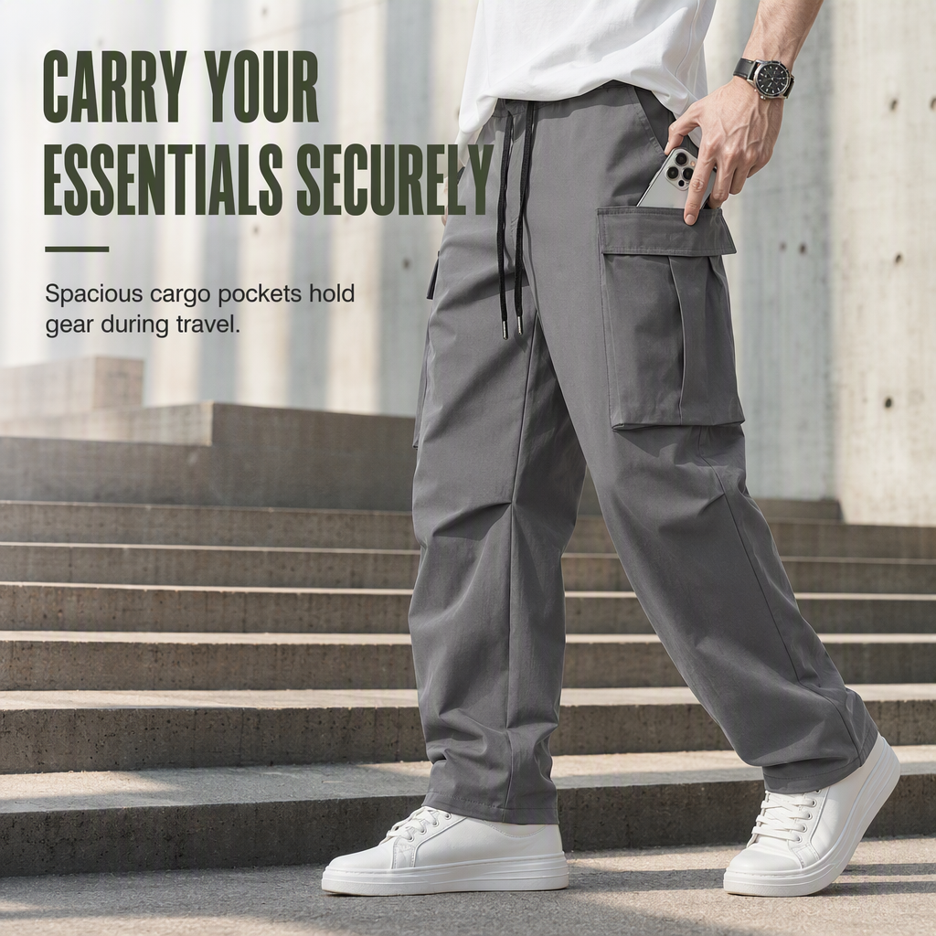 👖 Lightweight Feel, Utility Pockets | Men's Drawstring Cargo Pants