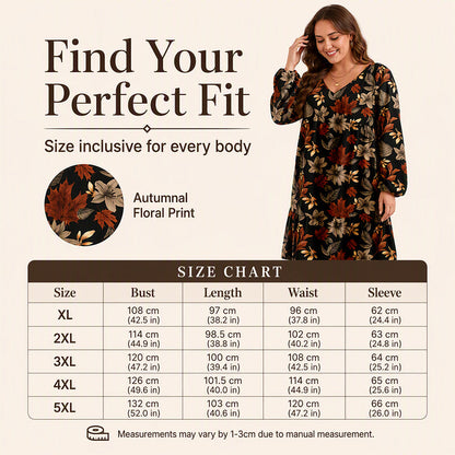 Women's Elegant Maple Leaf Print Dress