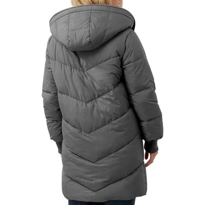 Women's Mid-Length Padded Coat with Hood