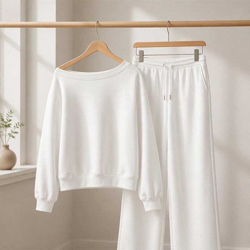 Women's Casual Off-Shoulder Top & Wide-Leg Pants Set