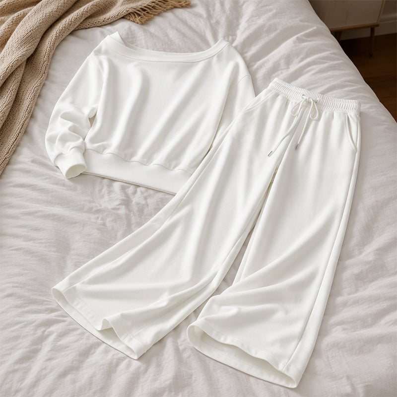 Women's Casual Off-Shoulder Top & Wide-Leg Pants Set