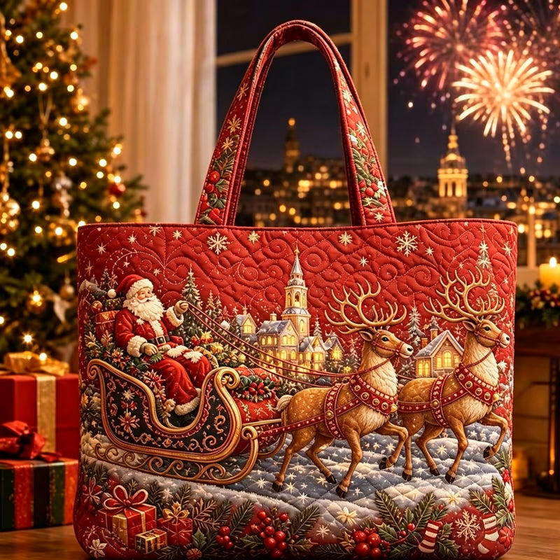 Christmas Theme Quilted Tote Bag