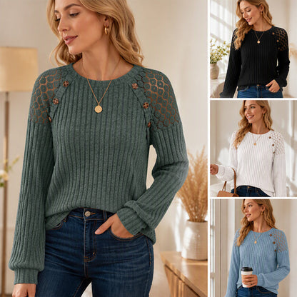 Women's Casual Ribbed Knit Long Sleeve Top