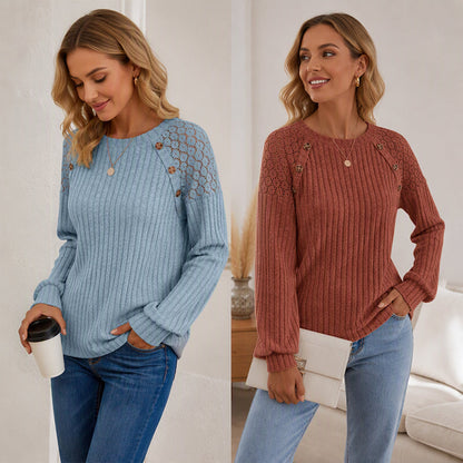 Women's Casual Ribbed Knit Long Sleeve Top