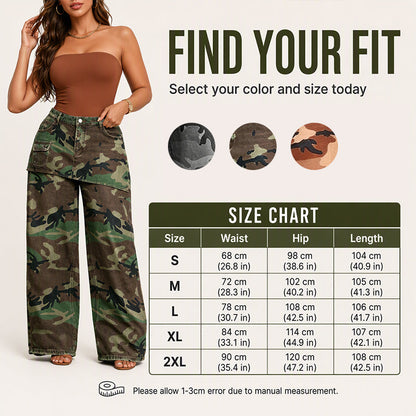 Women's Retro Camouflage Wide-Leg Jeans