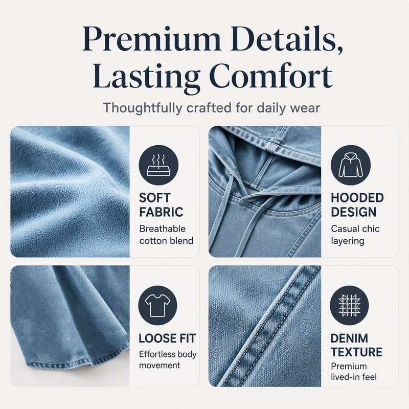 Women's Casual Denim Hoodie