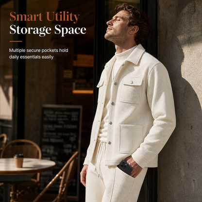 ⏰ 💖Black Friday Mega Deal – 50% off!💖✨Men's Casual Waffle Knit Jacket and Pants Set