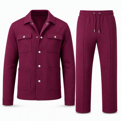 ⏰ 💖Black Friday Mega Deal – 50% off!💖✨Men's Casual Waffle Knit Jacket and Pants Set