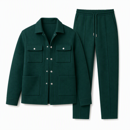 ⏰ 💖Black Friday Mega Deal – 50% off!💖✨Men's Casual Waffle Knit Jacket and Pants Set